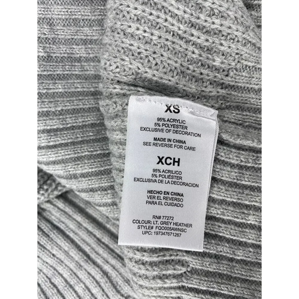 French Connection Women’s Pearl-Embellished Gray Knit Sweater Size XS Coquette